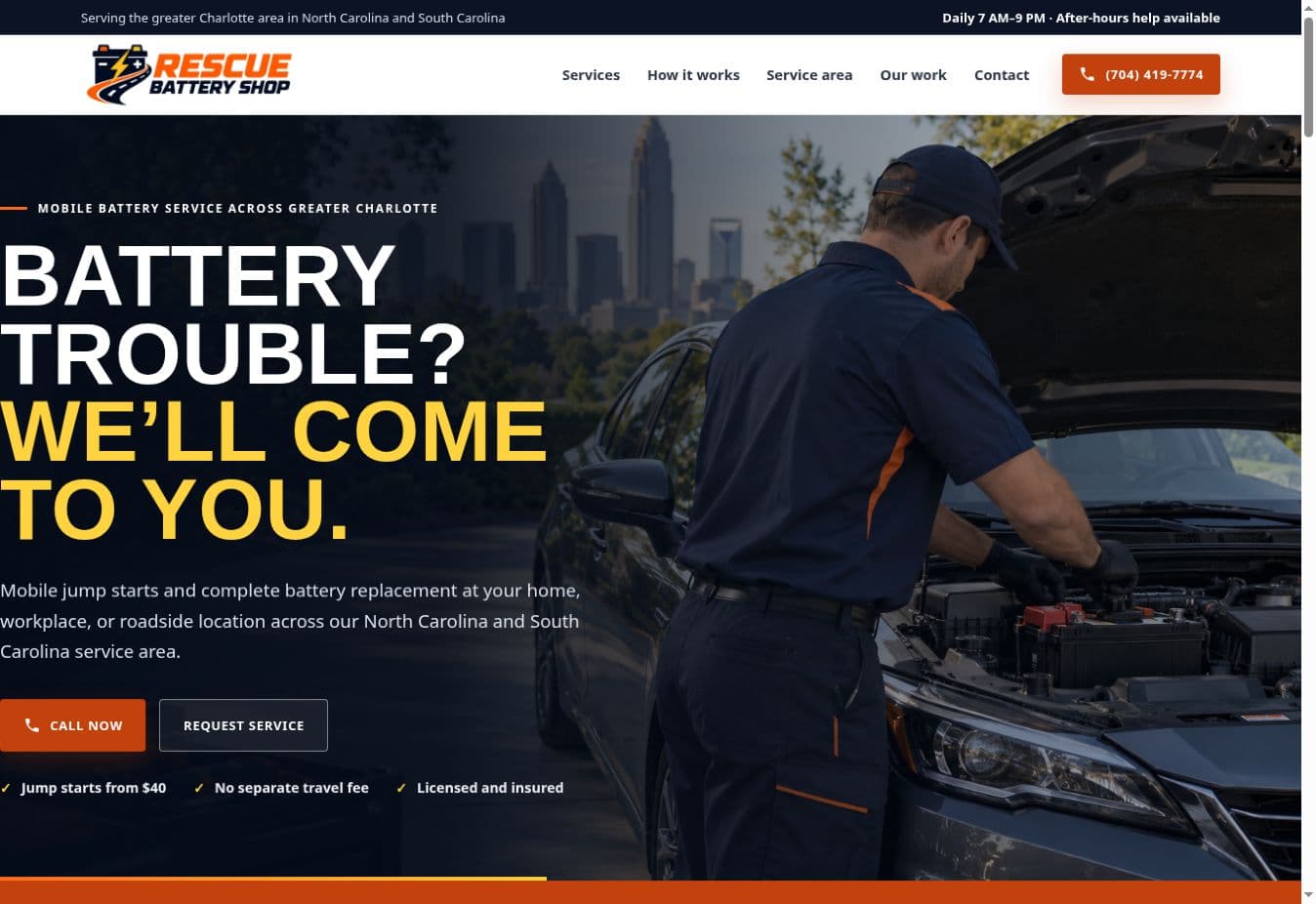 Rescue Battery Shop website from Orbisy’s portfolio