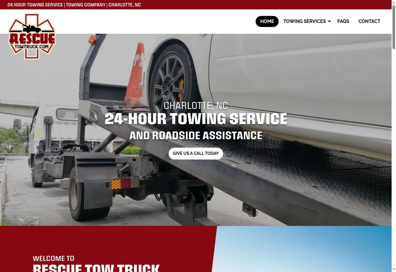 Rescue Tow Truck website from Orbisy’s portfolio